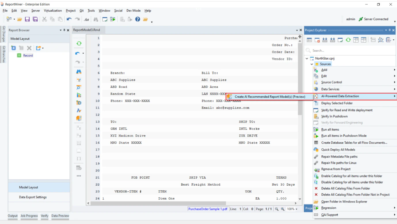 screenshot of Astera ReportMiner